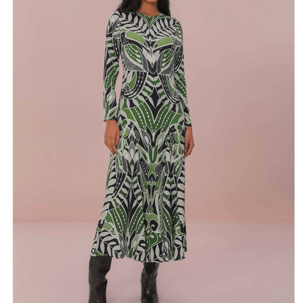 NWT | FARM Rio Black Lace Nature Midi Dress | Sz XS